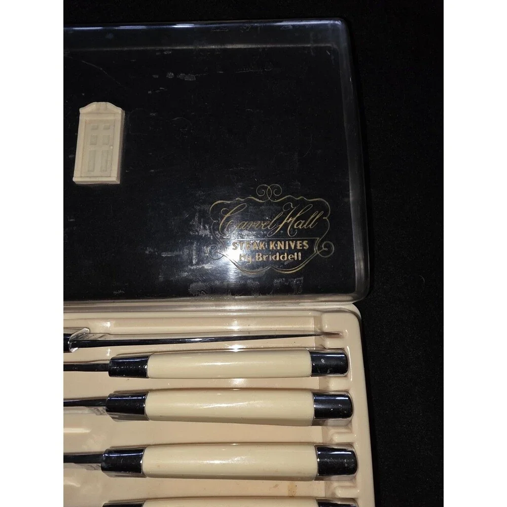 Vintage Carvel Hall by Briddell Steak Knives‎ Set of 8 Ivory Chrome MCM Original